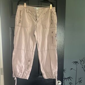 Old Navy Tan Capris with Relaxed Fit and Elastic Cuffs